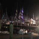 Boats Show: This is a pic of the boat show taken in the evening after a hard days work.  We are getting to our dingy to go back to our boat.  We are tired and hungry.